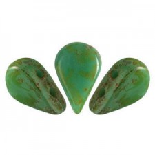 Les perles par Puca® Amos beads Opaque green turquoise travertin dark 63130/86805